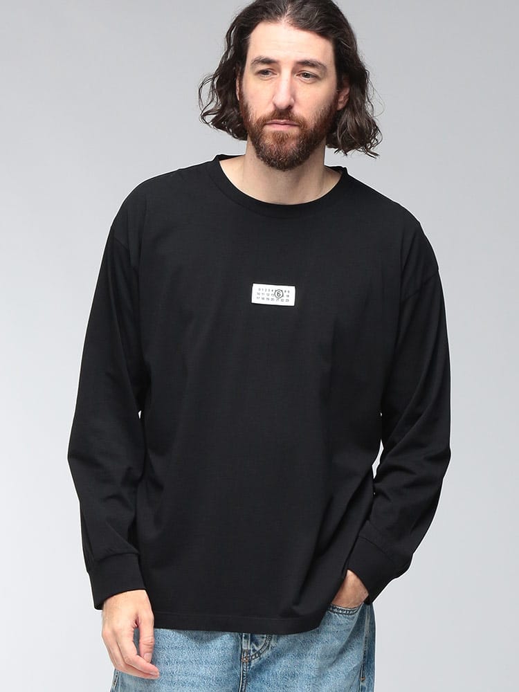 MM6 Maison Margiela (エムエムシックス メゾン マルジェラ) メンズ Tシャツ 長袖 胸ワンポイント クルーネック ロングスリーブ カットソー MM6NH0028M20258
