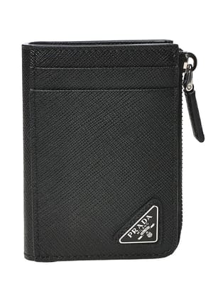 PRADA プラダ パンチング レザー Wホック 2つ折り 長財布 ブラック 