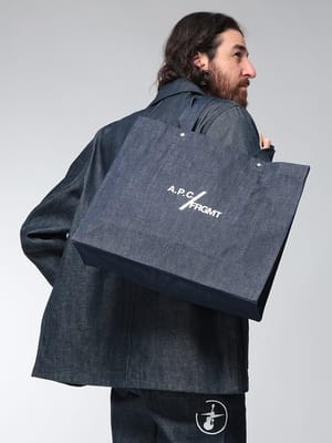 A.P.C. (アーペーセー) メンズ トートバッグ デニム ロゴプリント ショッピングバッグ APCCOHOOM67095