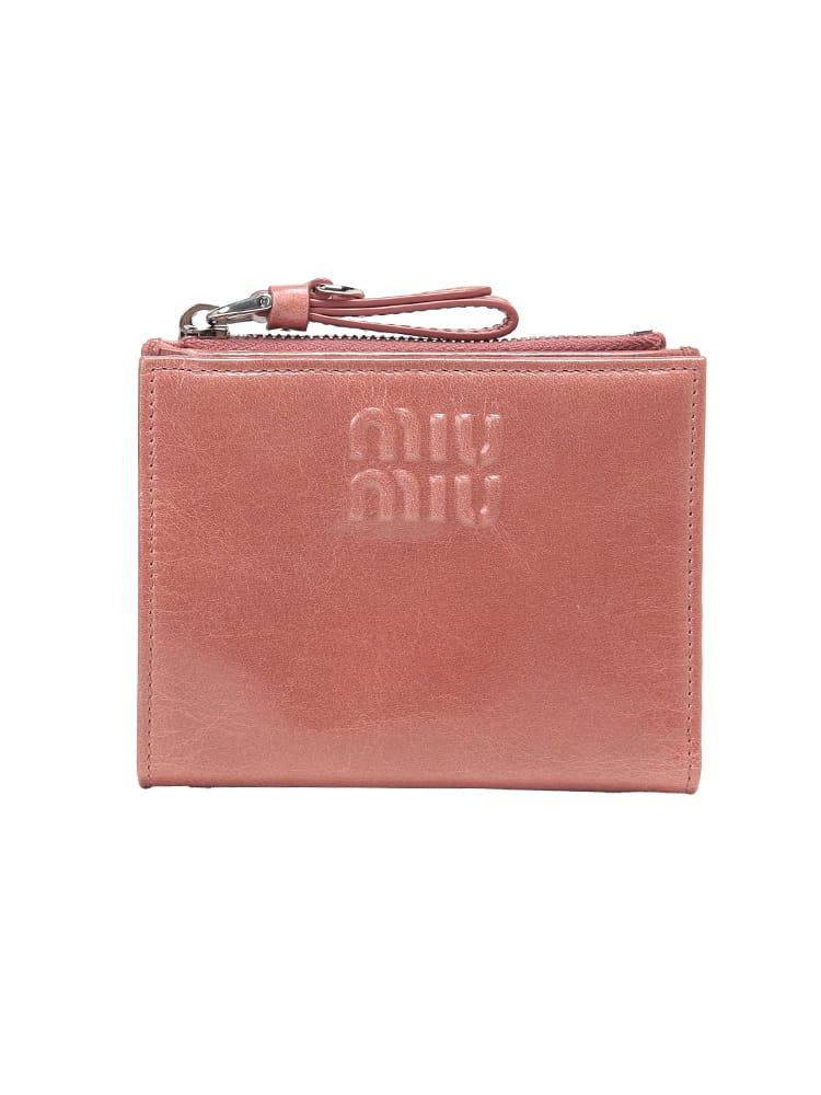 MIU MIU (ミュウミュウ) レディース 財布 シワ加工 ヴィッテロシャインレザー ロゴ 二つ折り ウォレット MIU5ML0502A44