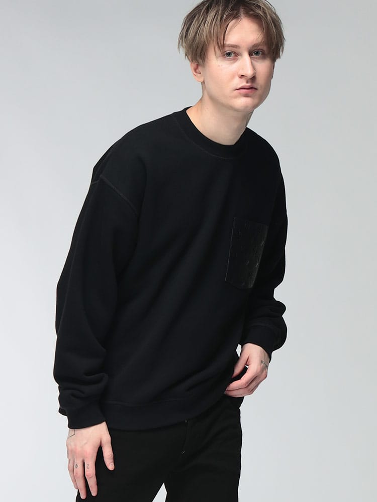 DSQUARED2 (ディースクエアード) メンズ トレーナー 長袖 異素材ポケット クルーネック プルオーバー D2GU0967D25031