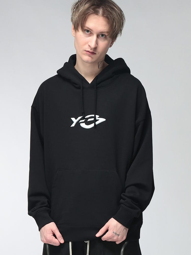 Y-3 (ワイスリー) メンズ パーカー 長袖 フレンチ テリー リキッド ロゴ フーディー プルオーバー Y3KR1070