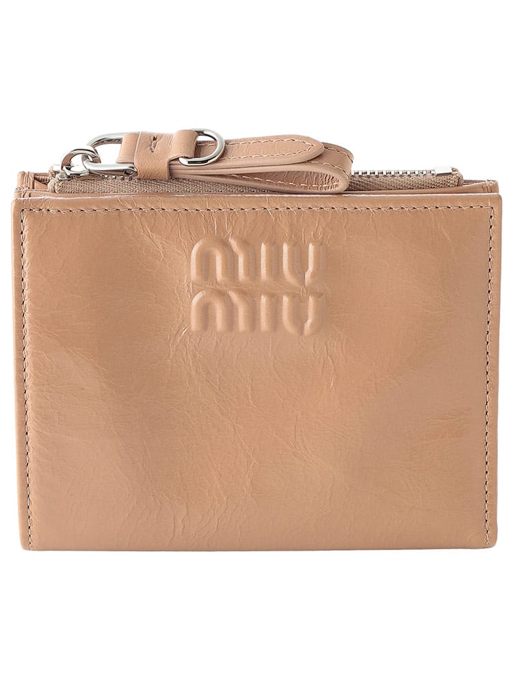 MIU MIU (ミュウミュウ) レディース 財布 シワ加工 シャインレザー 二つ折り ウォレット MIU5ML0502A44