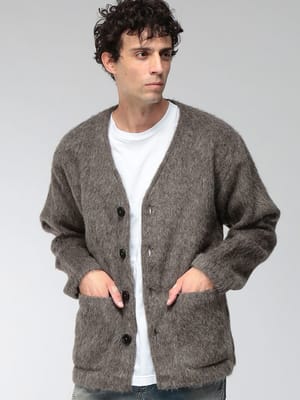 OUR LEGACY (アワーレガシー) メンズ カーディガン 長袖 シャギー Vネック ニット Mole Grey Hairy Wool OLM2266CM