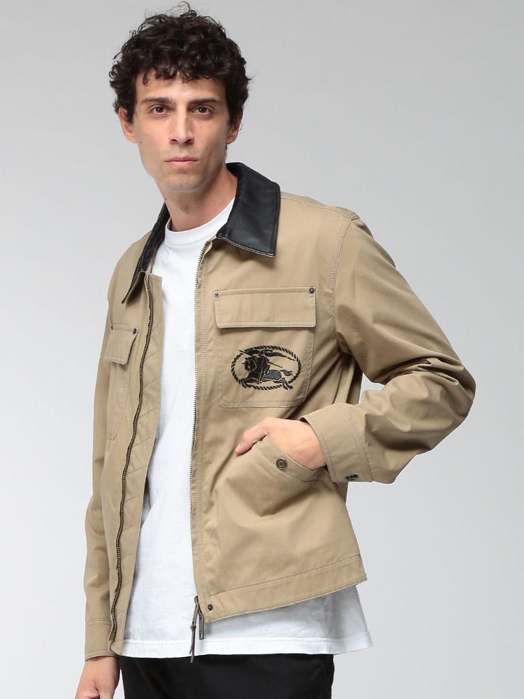BURBERRY (バーバリー) メンズ ワークジャケット レザーカラー 
