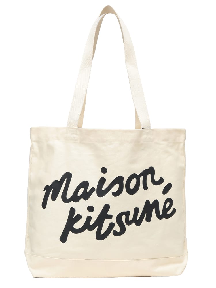 Maison Kitsune (メゾン キツネ) レディース トートバッグ ハンドライティング ロゴ キャンバス トート  KNL05124WW9042