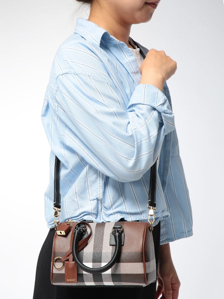 BURBERRY (バーバリー) レディース バッグ ミニ ボーリングバッグ パドロック チェック ショルダー 2WAY BBL81122261
