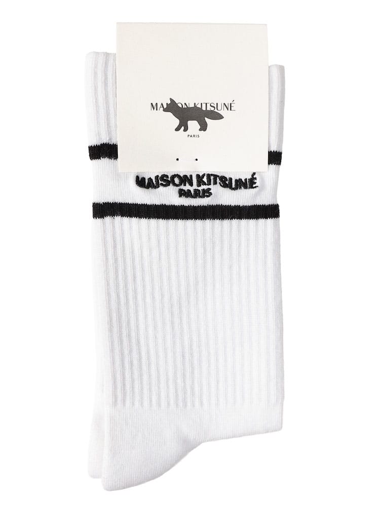 Maison Kitsune (メゾン キツネ) レディース ソックス スポーティ SPORTY クルーソックス ロゴ刺繍  KNL06401KT1173
