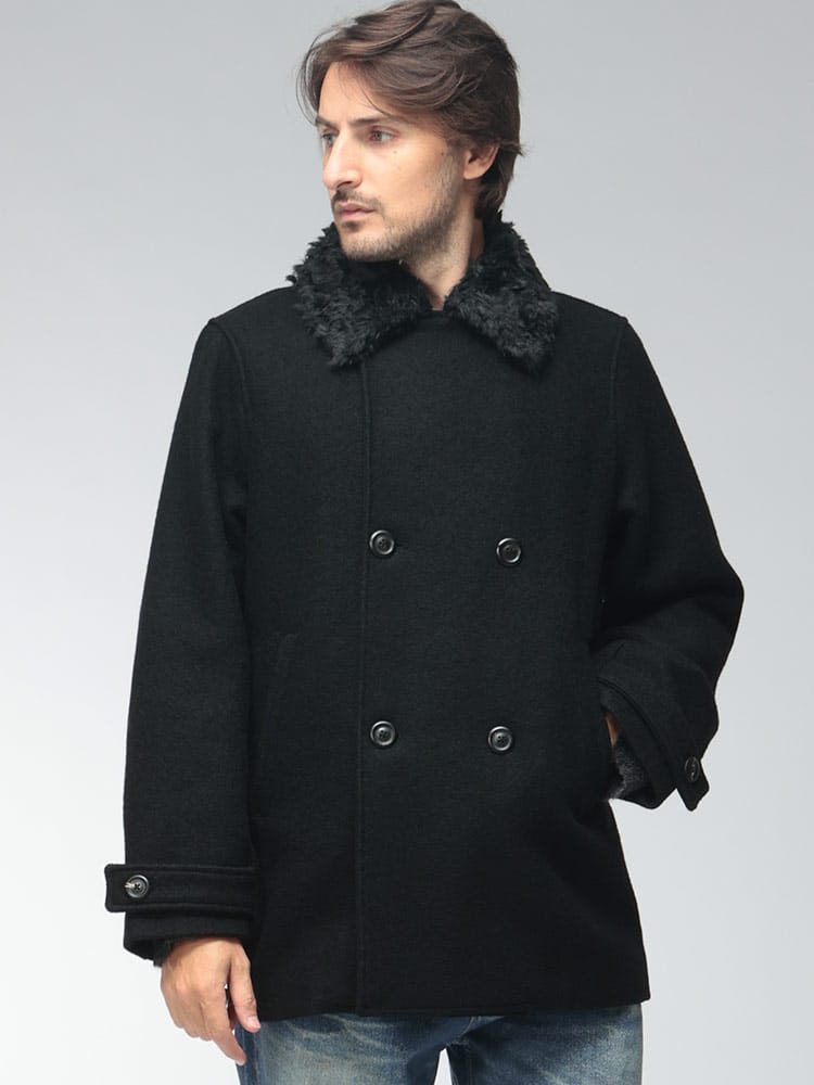 OUR LEGACY (アワーレガシー) メンズ コート WAGE ピーコート Black Stamped Wool ウール Aライン OLM4261WBS