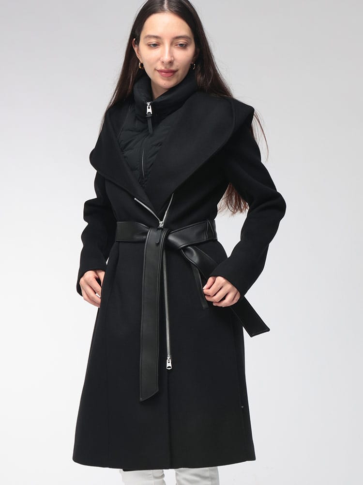 MACKAGE (マッカージュ) レディース ウール コート ダウンビブ着脱可 ダブルフェイスウール 2WAY ロングコート MKGLSHIASLBZ6