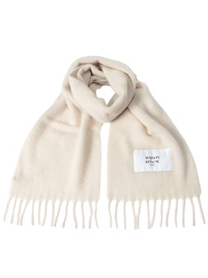 MAISON KITSUNE (メゾンキツネ) レディース マフラー アルパカ混 ロゴパッチ フリンジ ロングスカーフ KNL06206WA0022 KNL06206WA0022