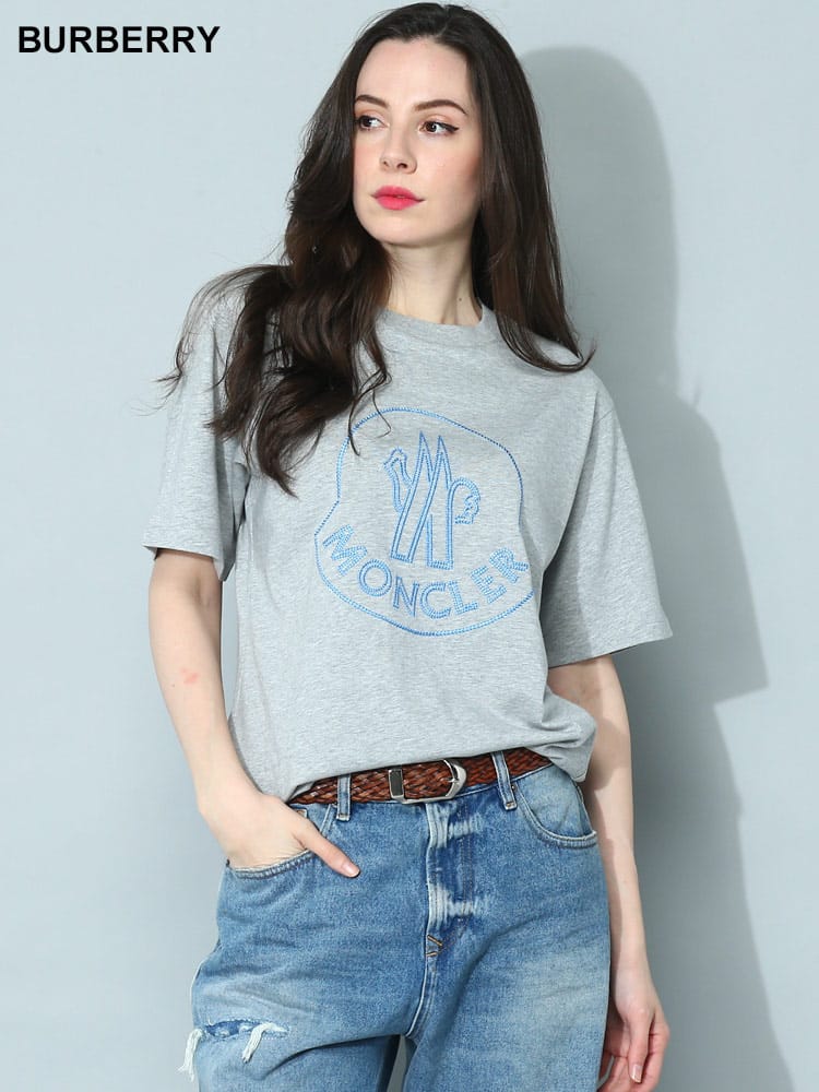 MONCLER (モンクレール) フロントBIGマーク クルーネック 半袖 Tシャツ MCL8C00014829HPレディース ブランド