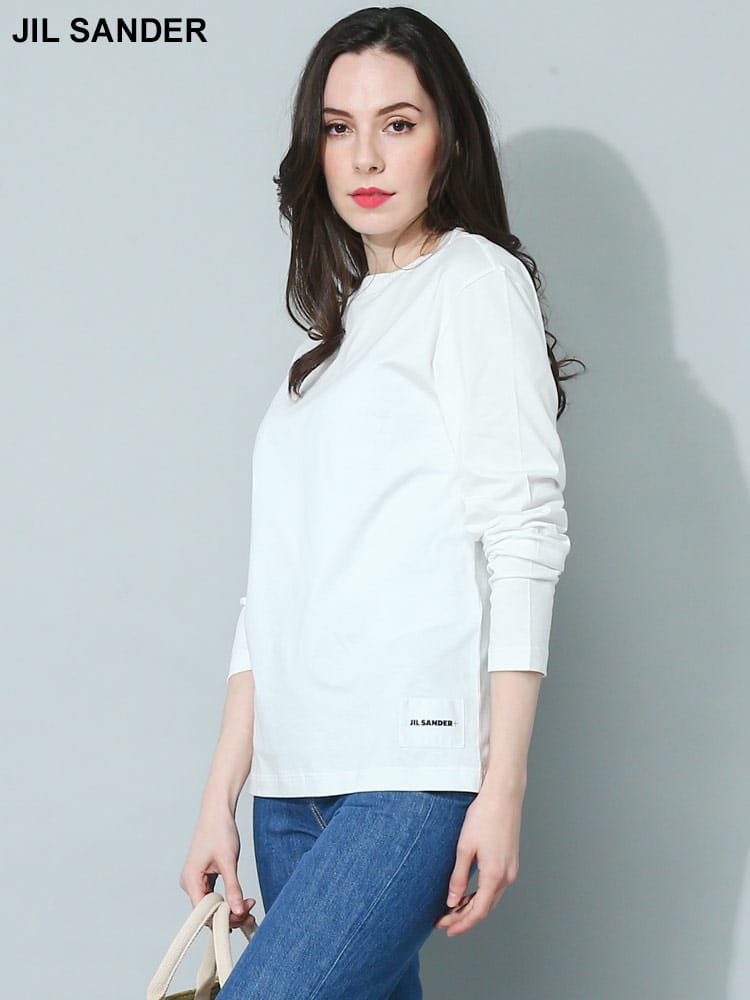 JIL SANDER (ジルサンダー) ワンポイント クルーネック 長袖 Tシャツ 