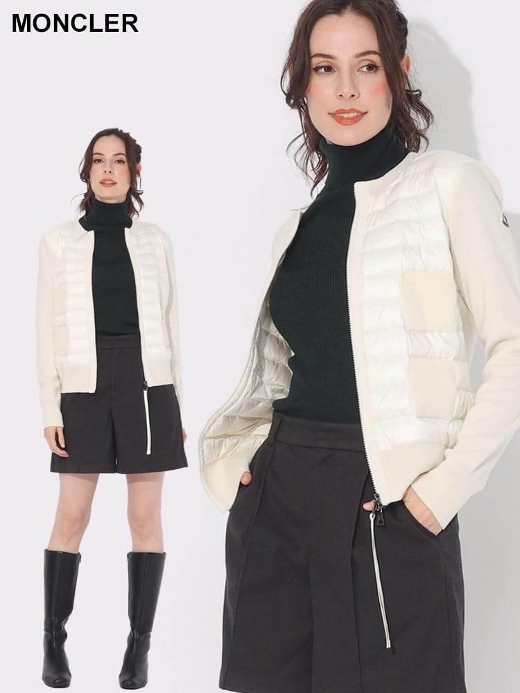MONCLER (モンクレール) フロントダウン フルジップ ニットジャケット MCL9B51000A9018 ブランド レディース アウター