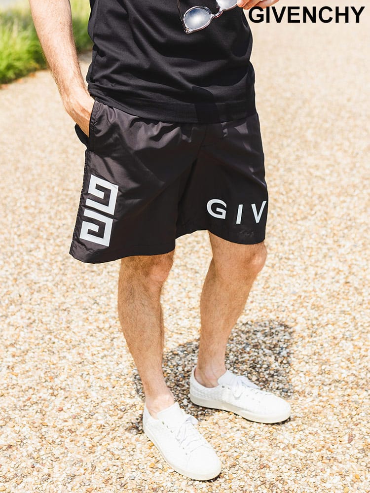 GIVENCHY (ジバンシィ) 裾ロゴ メッシュインナー付き スイムショーツ  