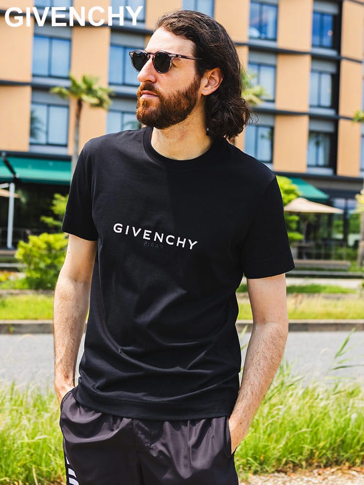 GIVENCHY (ジバンシィ) リバースロゴ クルーネック 半袖 Ｔシャツ SLIMFIT GVBM71653Y6B メンズ