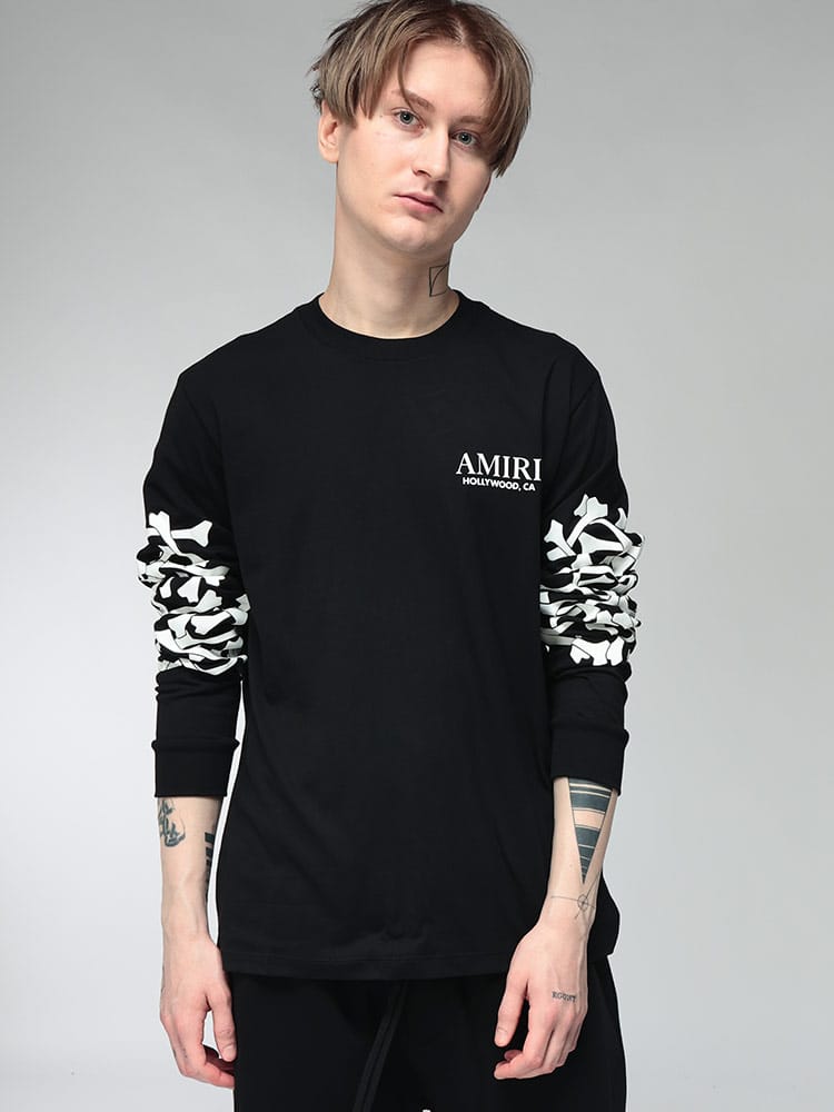 AMIRI (アミリ) メンズ Tシャツ 長袖 ボーンプリント クルーネック カットソー BONES STAKED AIAMJYTE1076
