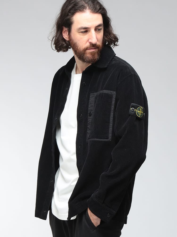 STONE ISLAND (ストーンアイランド) メンズ シャツ 長袖 コーデュロイ チェストポケット スナップボタン オーバーワークシャツ SI1200016S0212