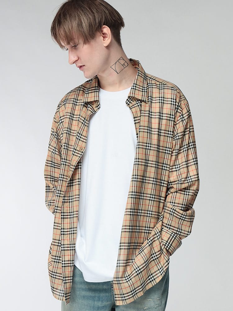 BURBERRY (バーバリー) メンズ シャツ 長袖 リラックスフィット 