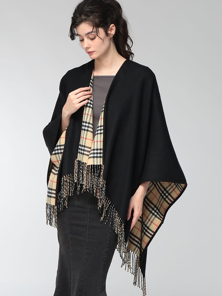 BURBERRY (バーバリー) レディース ケープ バーバリーチェック リバーシブル ウールケープ BBL81228041