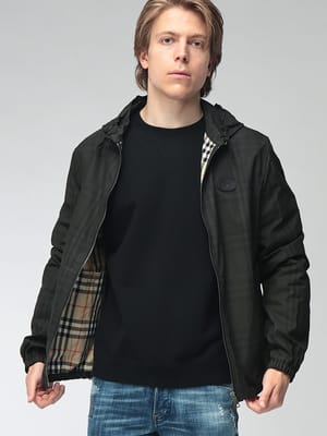 BURBERRY (バーバリー) メンズ ジャケット コットンツイル ロゴ チェック柄 ニューポート フーデッドジャケット BB81275411