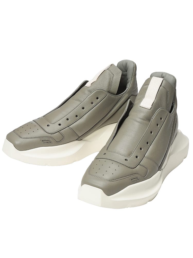 RICK OWENS (リックオウエンス) メンズ スニーカー レザー スクエアトゥ ゲスランナー ローカットスニーカー GETH RUNNER RORU02F4814LGY