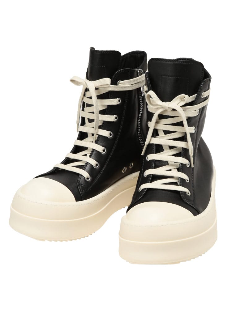RICK OWENS (リックオウエンス) メンズ スニーカー LCO MEGA BUMPER SNEAKERS HIGH メガバンパー サイドジップ ハイカット レザー スニーカー RORU02F4859LCO