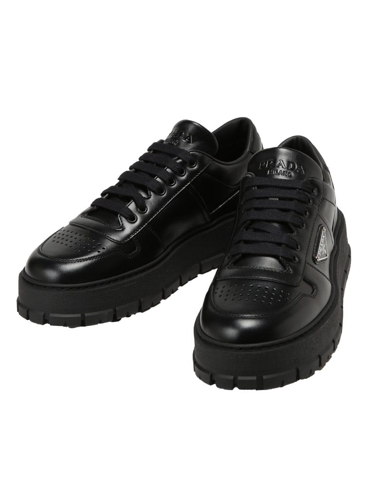PRADA (プラダ) メンズ スニーカー ダウンタウンボリューム トライアングルロゴ ラバーソール レザー ローカット スキン PR2EG4523LEM