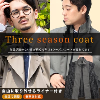 ライナー付きコート