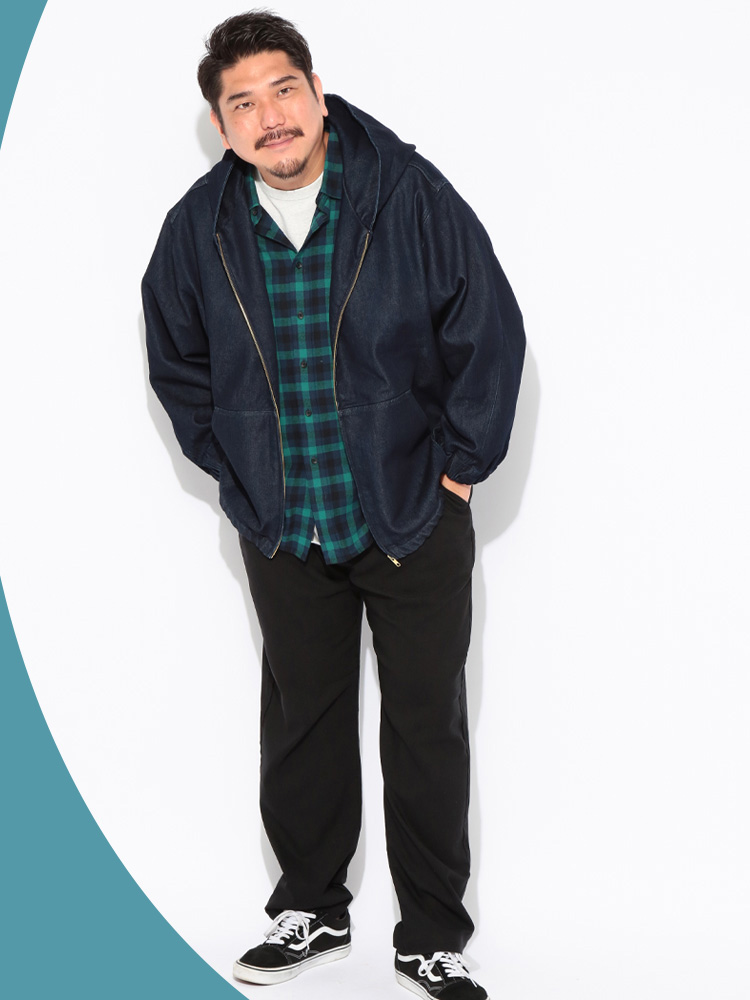 デニムジップパーカー コーディネート3